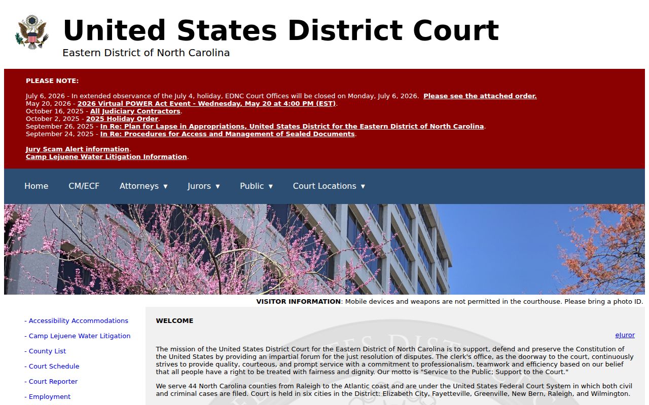 Robeson County arrest records and Eastern District federal cases