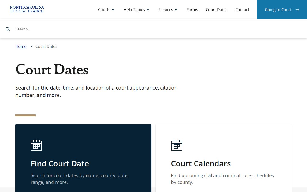 North Carolina court date search used for Robeson County arrest cases
