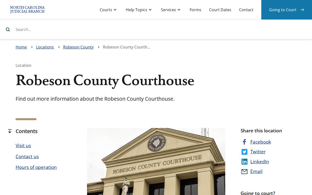 Robeson County courthouse for criminal record access