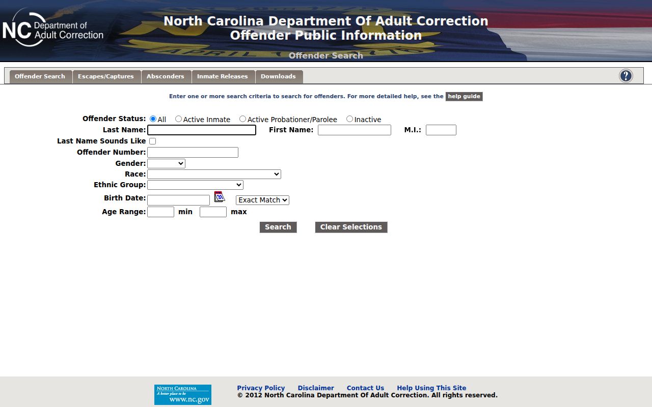 Robeson County criminal history search through North Carolina corrections
