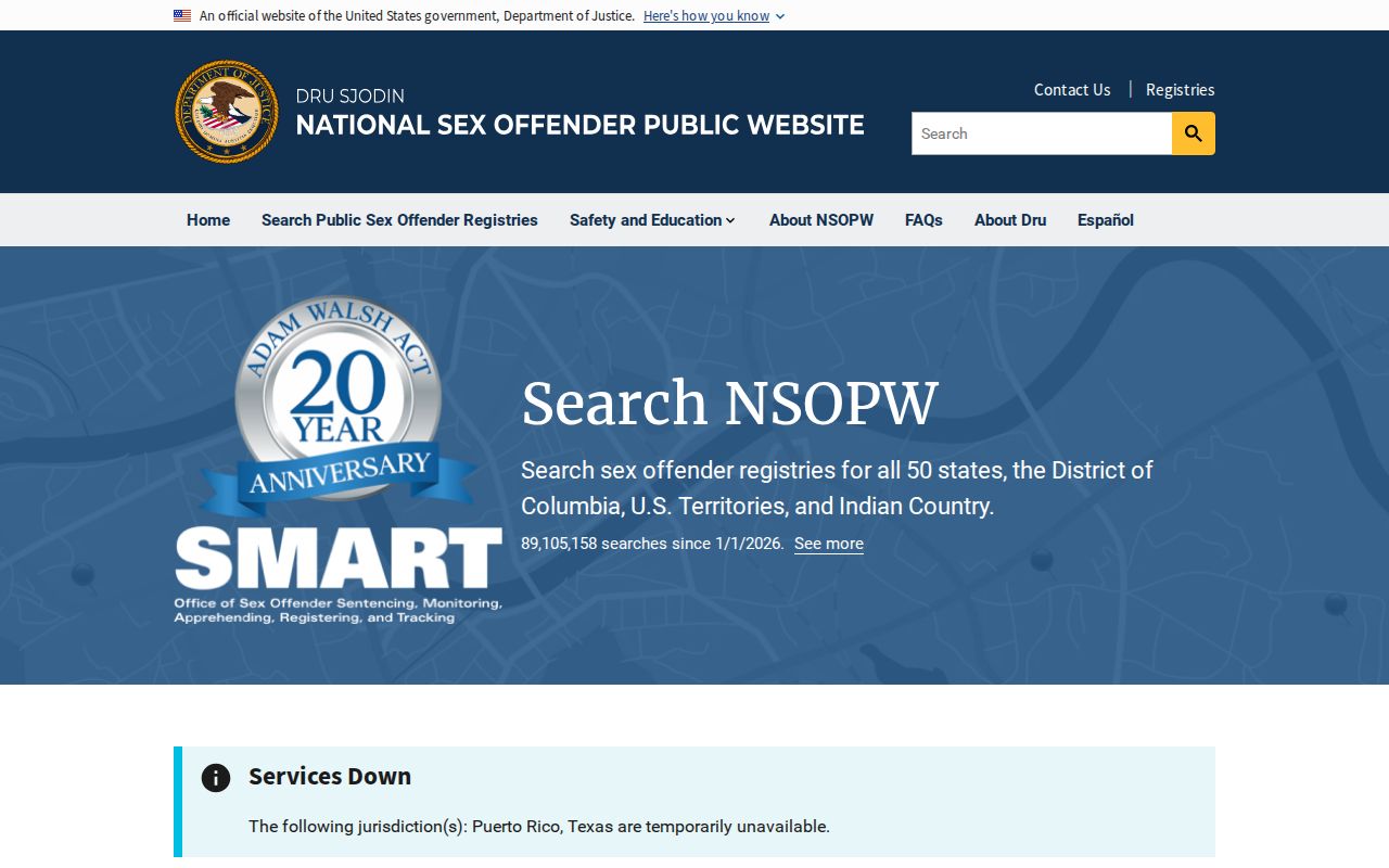 Robeson County sex offender search through the national registry interface